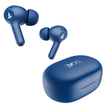 boAt Airdopes 71 TWS earbuds in Starry Blue color, shown with both earbuds and their matching charging case.