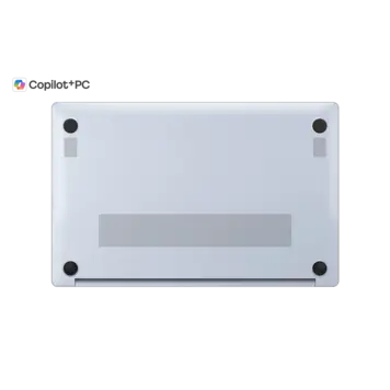 Bottom panel of Samsung Galaxy Book 4 Edge NP750XQB-KA1IN featuring cooling vents and metal Sapphire Blue finish